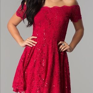 Off Shoulder Lace Sequin Dress